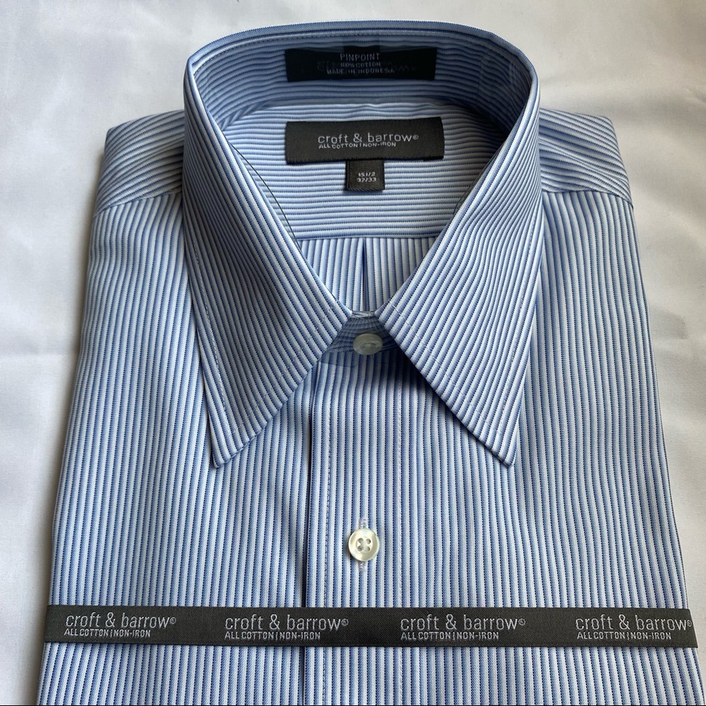 Croft & Barrow- Dress shirt -151/2 32/33-100% cotton | Pin point  | Non - iron